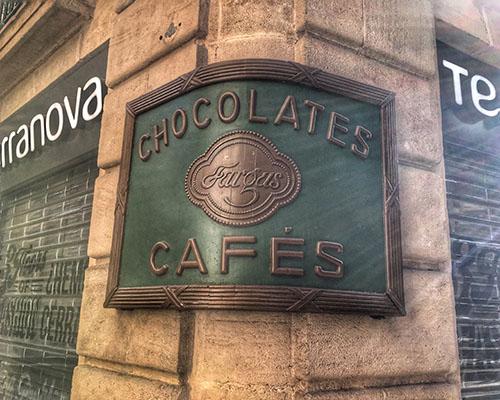 Rètol Chocolates cafés Fargas